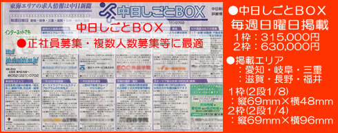 中日新聞求人広告 中日しごとＢＯＸ 中日しごとボックス